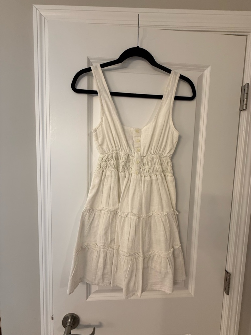 Urban Outfitters White Tiered Sundress with Button Front